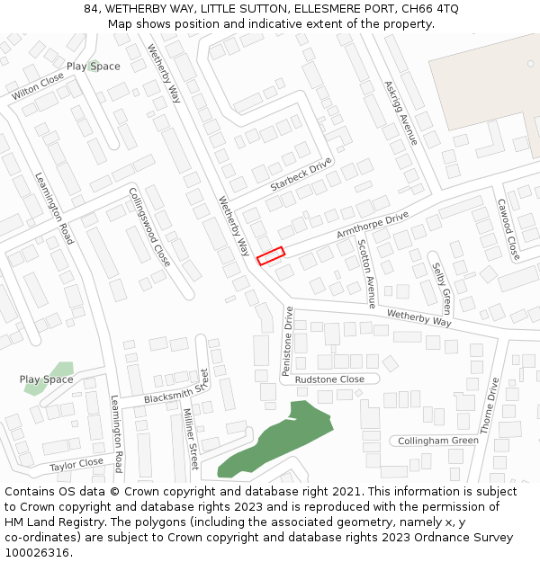 84, WETHERBY WAY, LITTLE SUTTON, ELLESMERE PORT, CH66 4TQ: Location map and indicative extent of plot