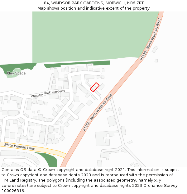 84, WINDSOR PARK GARDENS, NORWICH, NR6 7PT: Location map and indicative extent of plot