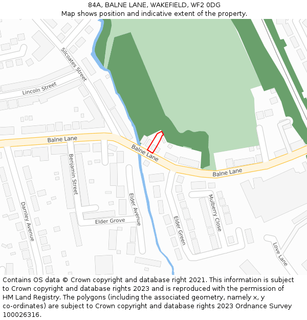 84A, BALNE LANE, WAKEFIELD, WF2 0DG: Location map and indicative extent of plot