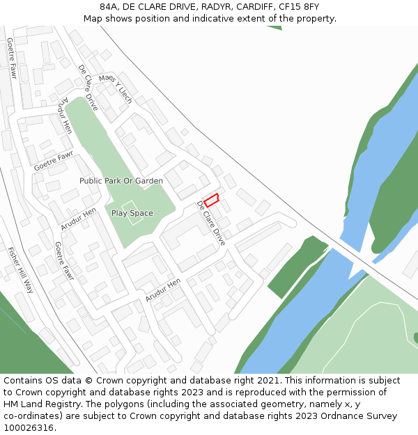 84A, DE CLARE DRIVE, RADYR, CARDIFF, CF15 8FY: Location map and indicative extent of plot