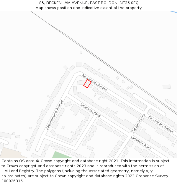85, BECKENHAM AVENUE, EAST BOLDON, NE36 0EQ: Location map and indicative extent of plot