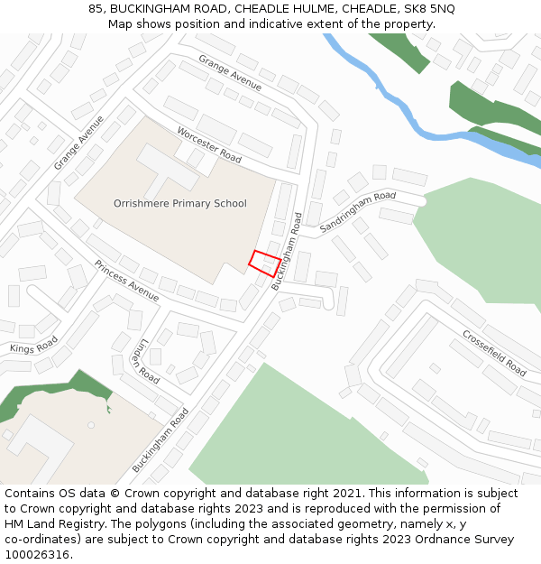 85, BUCKINGHAM ROAD, CHEADLE HULME, CHEADLE, SK8 5NQ: Location map and indicative extent of plot