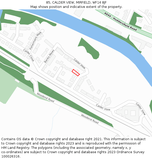 85, CALDER VIEW, MIRFIELD, WF14 8JF: Location map and indicative extent of plot