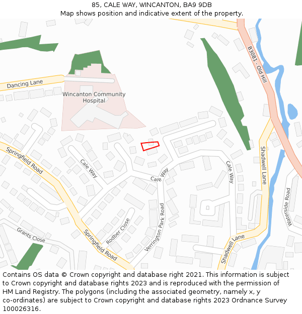 85, CALE WAY, WINCANTON, BA9 9DB: Location map and indicative extent of plot