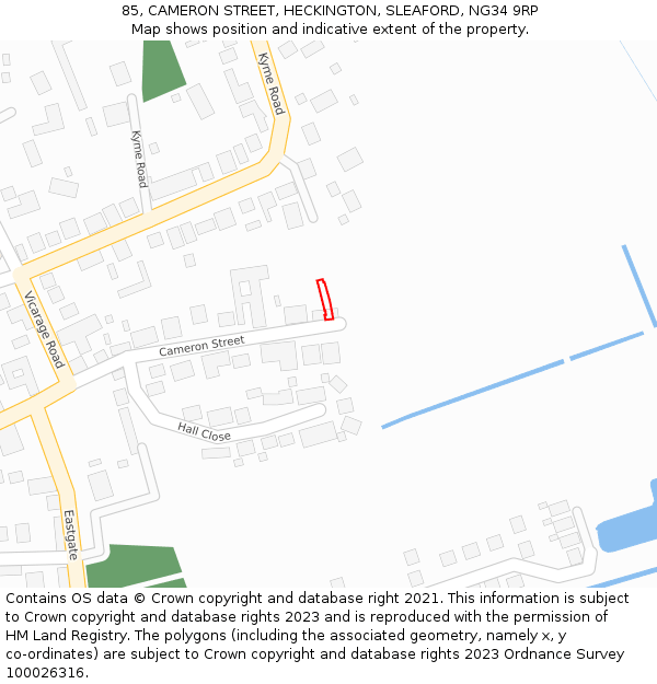 85, CAMERON STREET, HECKINGTON, SLEAFORD, NG34 9RP: Location map and indicative extent of plot