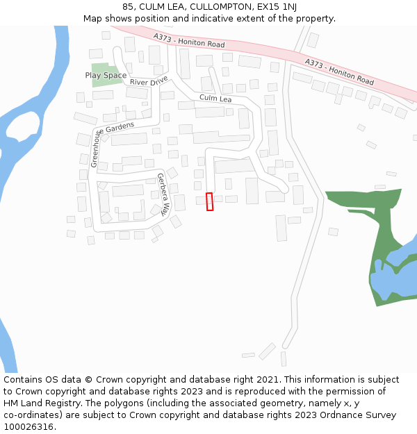85, CULM LEA, CULLOMPTON, EX15 1NJ: Location map and indicative extent of plot