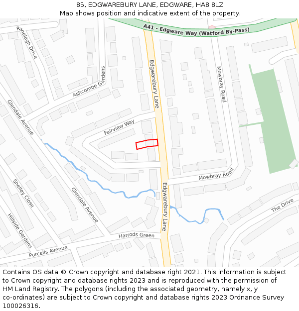 85, EDGWAREBURY LANE, EDGWARE, HA8 8LZ: Location map and indicative extent of plot