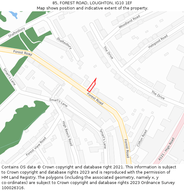 85, FOREST ROAD, LOUGHTON, IG10 1EF: Location map and indicative extent of plot