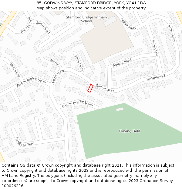 85, GODWINS WAY, STAMFORD BRIDGE, YORK, YO41 1DA: Location map and indicative extent of plot