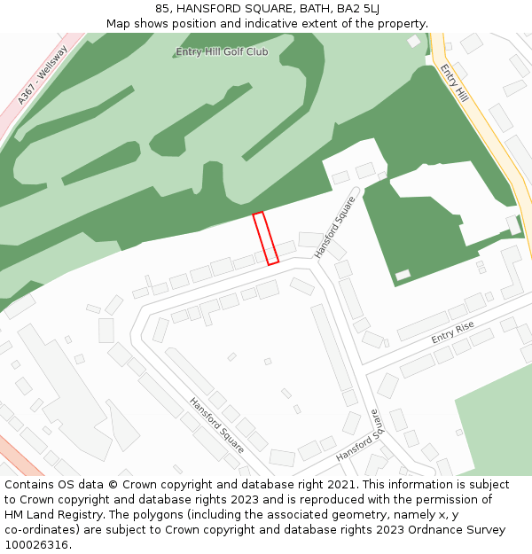 85, HANSFORD SQUARE, BATH, BA2 5LJ: Location map and indicative extent of plot