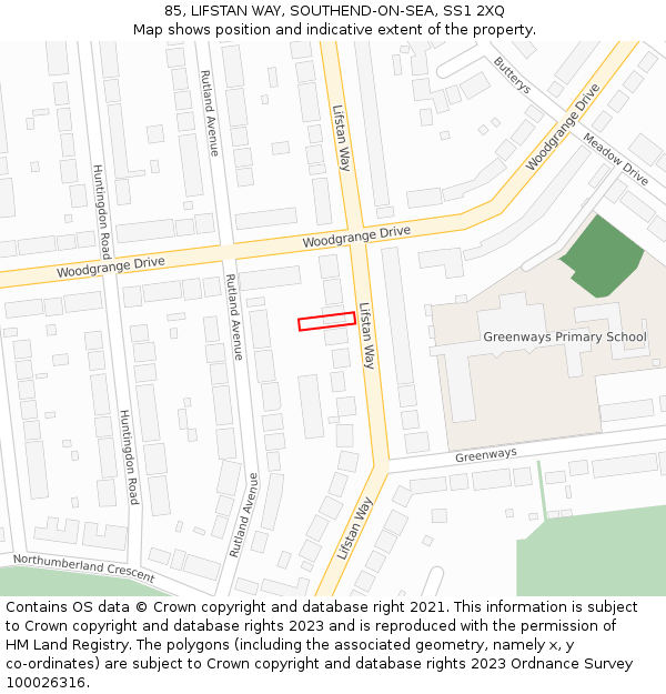 85, LIFSTAN WAY, SOUTHEND-ON-SEA, SS1 2XQ: Location map and indicative extent of plot