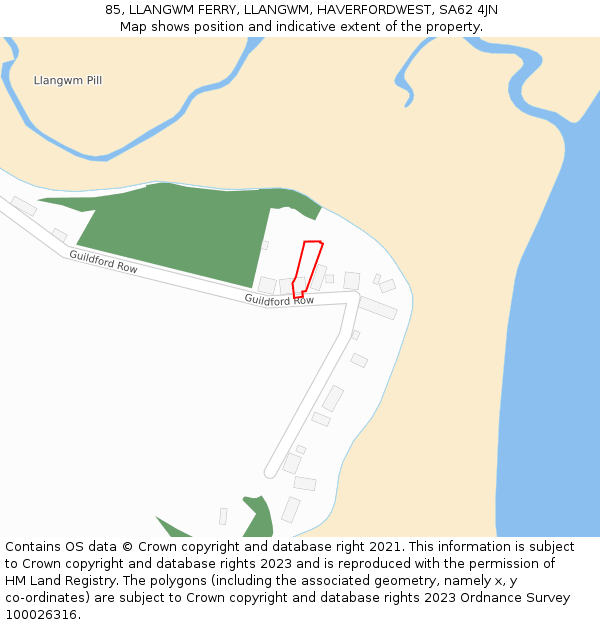 85, LLANGWM FERRY, LLANGWM, HAVERFORDWEST, SA62 4JN: Location map and indicative extent of plot