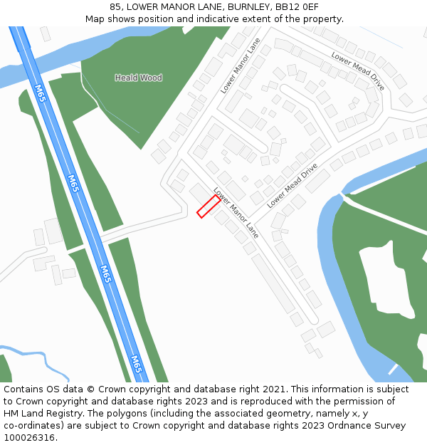 85, LOWER MANOR LANE, BURNLEY, BB12 0EF: Location map and indicative extent of plot