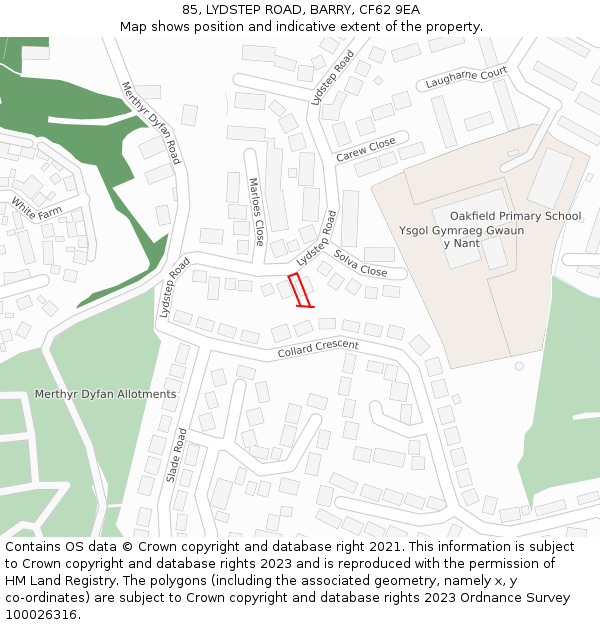 85, LYDSTEP ROAD, BARRY, CF62 9EA: Location map and indicative extent of plot