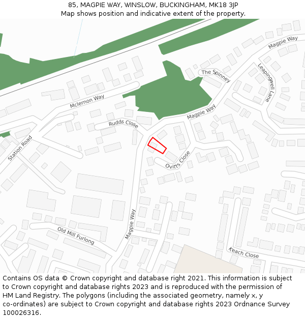 85, MAGPIE WAY, WINSLOW, BUCKINGHAM, MK18 3JP: Location map and indicative extent of plot