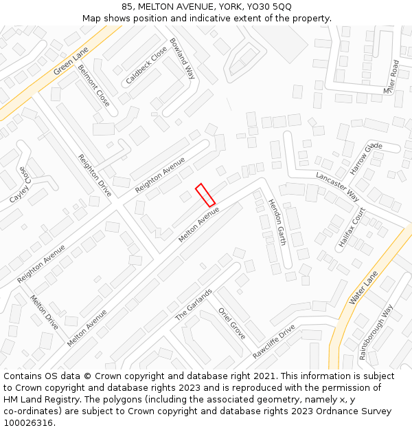 85, MELTON AVENUE, YORK, YO30 5QQ: Location map and indicative extent of plot