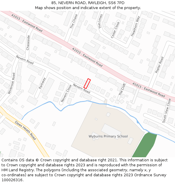 85, NEVERN ROAD, RAYLEIGH, SS6 7PD: Location map and indicative extent of plot