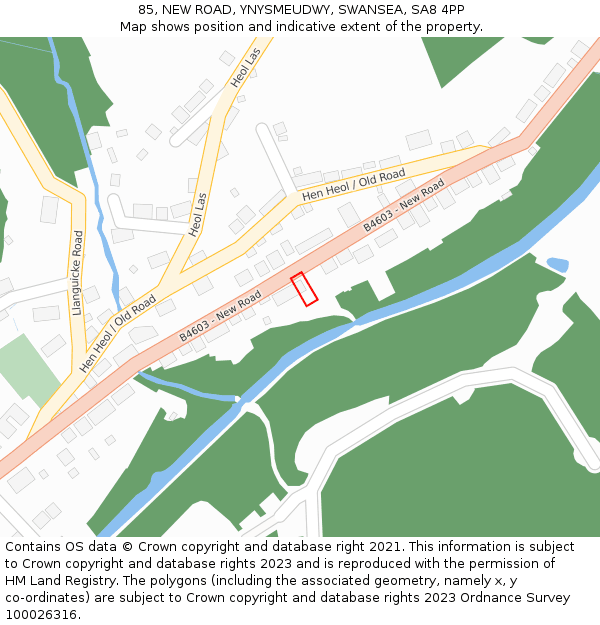 85, NEW ROAD, YNYSMEUDWY, SWANSEA, SA8 4PP: Location map and indicative extent of plot