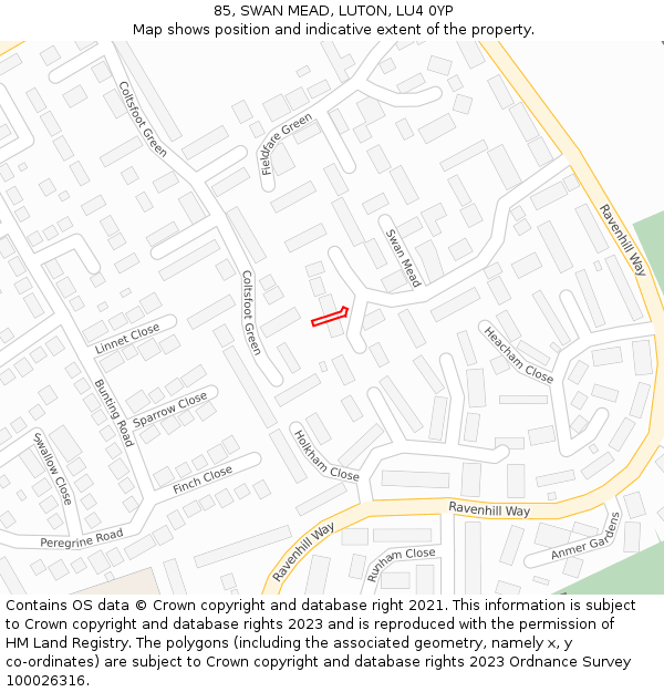 85, SWAN MEAD, LUTON, LU4 0YP: Location map and indicative extent of plot