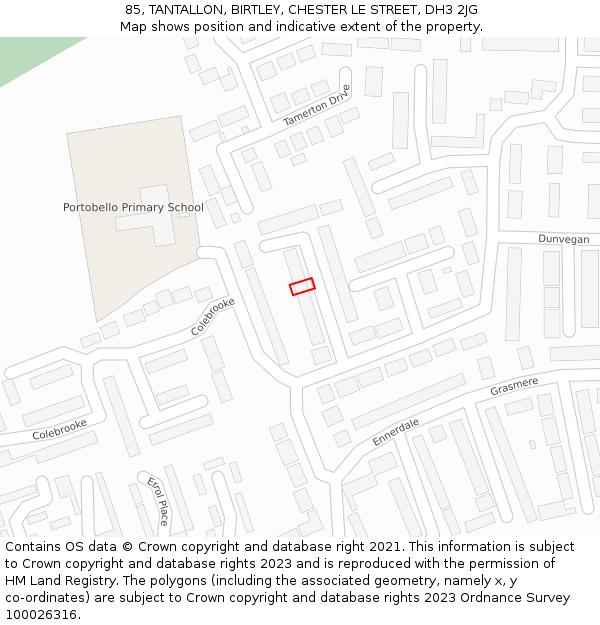 85, TANTALLON, BIRTLEY, CHESTER LE STREET, DH3 2JG: Location map and indicative extent of plot