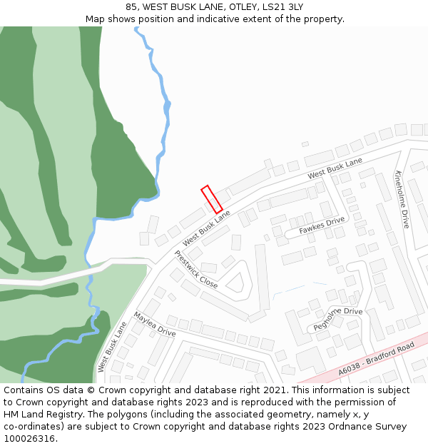 85, WEST BUSK LANE, OTLEY, LS21 3LY: Location map and indicative extent of plot