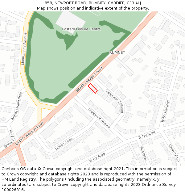 858, NEWPORT ROAD, RUMNEY, CARDIFF, CF3 4LJ: Location map and indicative extent of plot