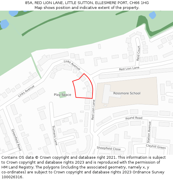 85A, RED LION LANE, LITTLE SUTTON, ELLESMERE PORT, CH66 1HG: Location map and indicative extent of plot
