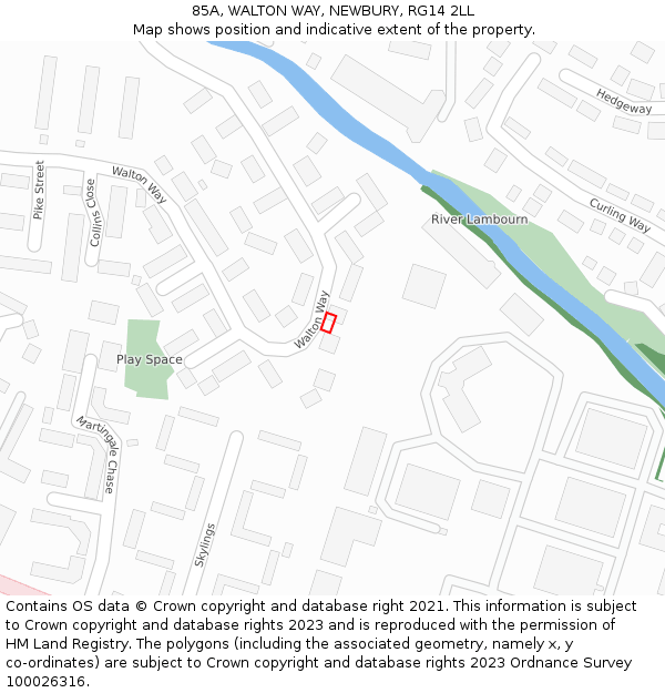 85A, WALTON WAY, NEWBURY, RG14 2LL: Location map and indicative extent of plot