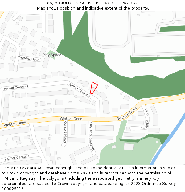 86, ARNOLD CRESCENT, ISLEWORTH, TW7 7NU: Location map and indicative extent of plot