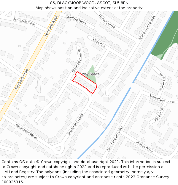 86, BLACKMOOR WOOD, ASCOT, SL5 8EN: Location map and indicative extent of plot