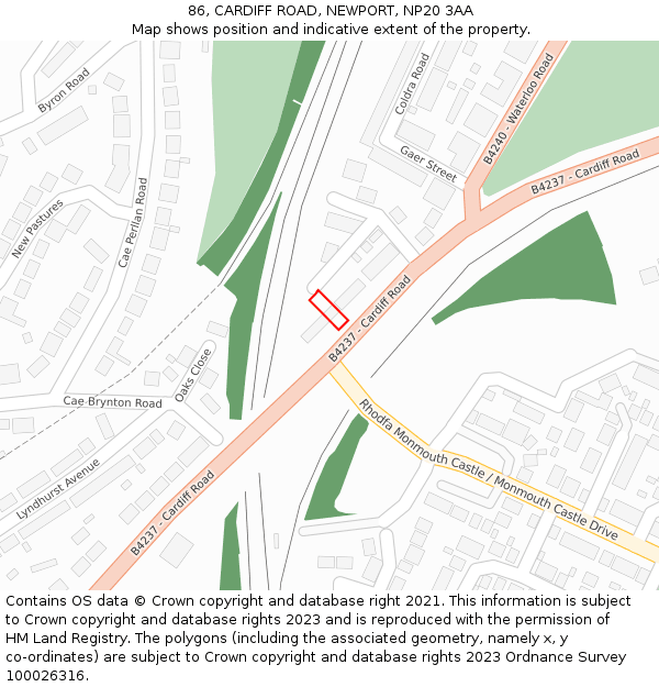 86, CARDIFF ROAD, NEWPORT, NP20 3AA: Location map and indicative extent of plot