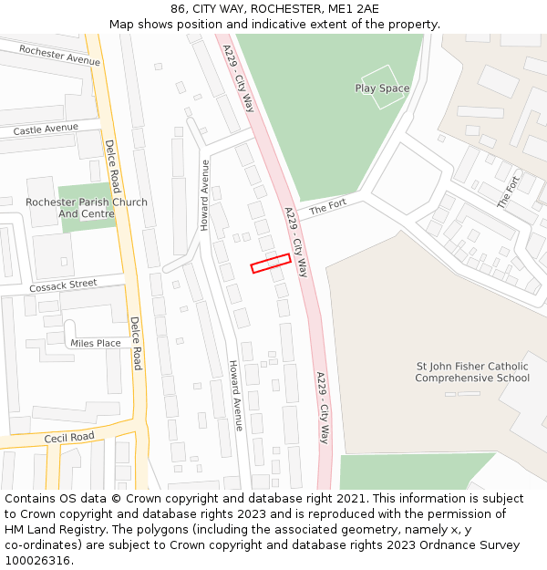 86, CITY WAY, ROCHESTER, ME1 2AE: Location map and indicative extent of plot