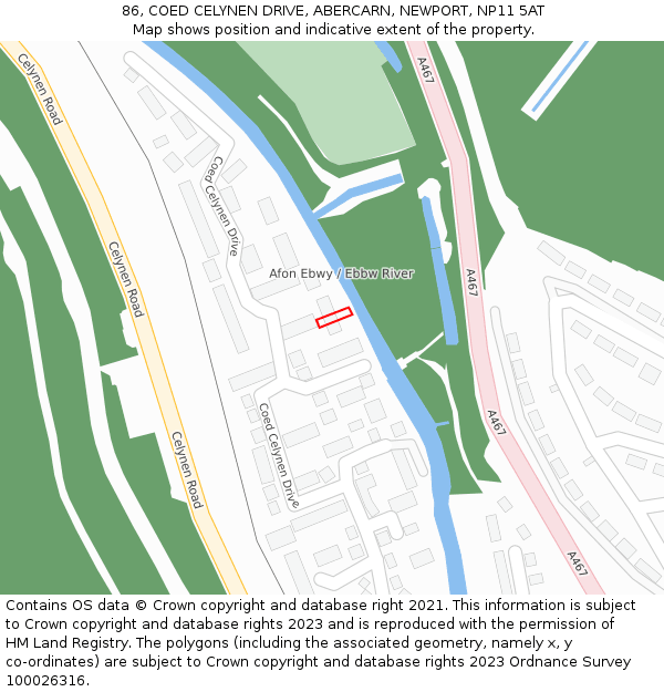 86, COED CELYNEN DRIVE, ABERCARN, NEWPORT, NP11 5AT: Location map and indicative extent of plot