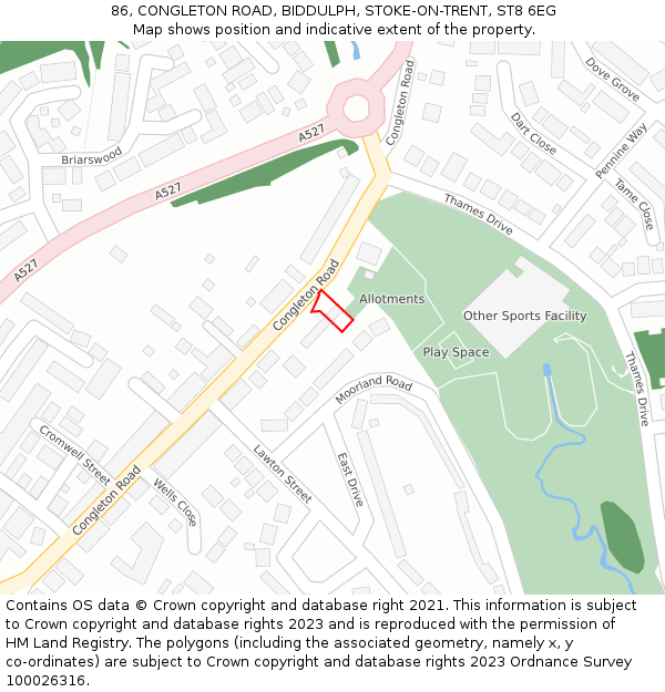 86, CONGLETON ROAD, BIDDULPH, STOKE-ON-TRENT, ST8 6EG: Location map and indicative extent of plot