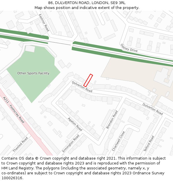 86, DULVERTON ROAD, LONDON, SE9 3RL: Location map and indicative extent of plot