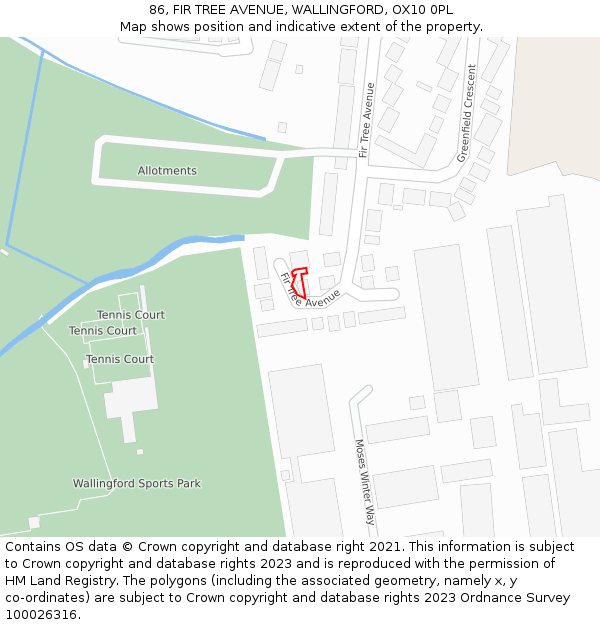 86, FIR TREE AVENUE, WALLINGFORD, OX10 0PL: Location map and indicative extent of plot