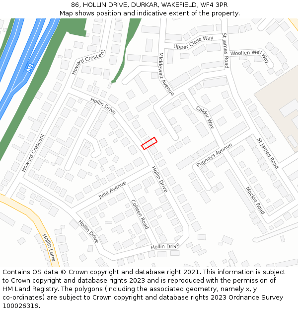 86, HOLLIN DRIVE, DURKAR, WAKEFIELD, WF4 3PR: Location map and indicative extent of plot