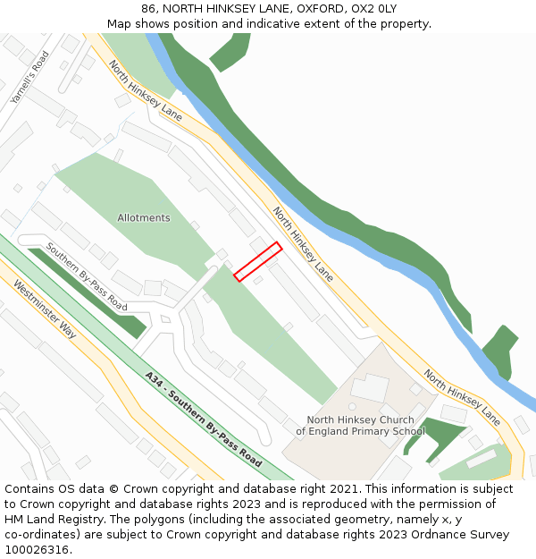 86, NORTH HINKSEY LANE, OXFORD, OX2 0LY: Location map and indicative extent of plot