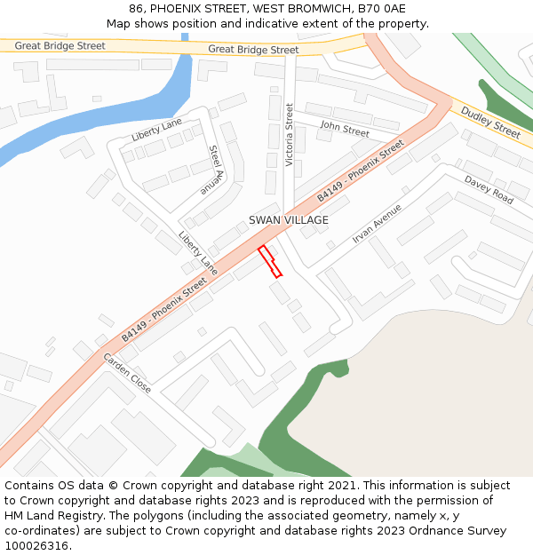 86, PHOENIX STREET, WEST BROMWICH, B70 0AE: Location map and indicative extent of plot