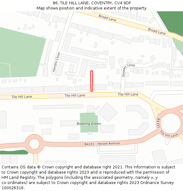 86, TILE HILL LANE, COVENTRY, CV4 9DF: Location map and indicative extent of plot