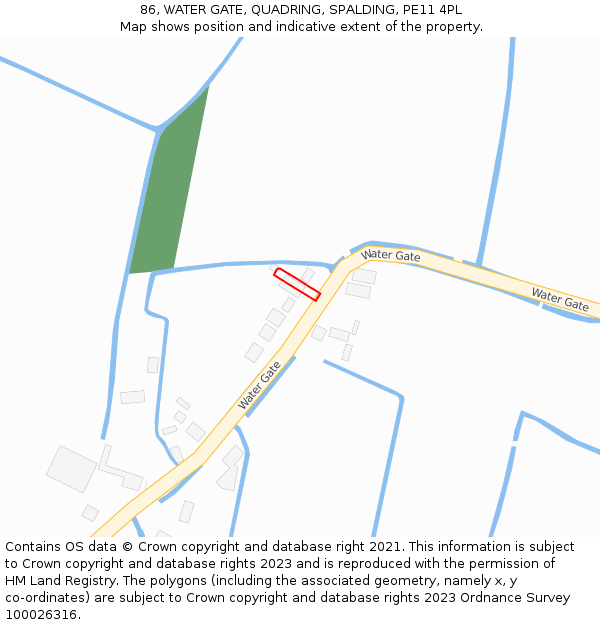 86, WATER GATE, QUADRING, SPALDING, PE11 4PL: Location map and indicative extent of plot