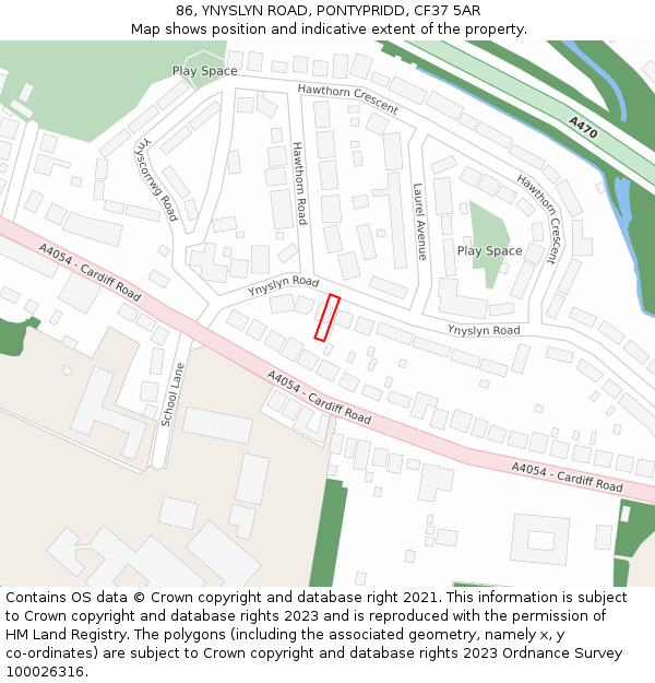 86, YNYSLYN ROAD, PONTYPRIDD, CF37 5AR: Location map and indicative extent of plot