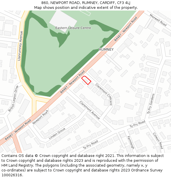 860, NEWPORT ROAD, RUMNEY, CARDIFF, CF3 4LJ: Location map and indicative extent of plot