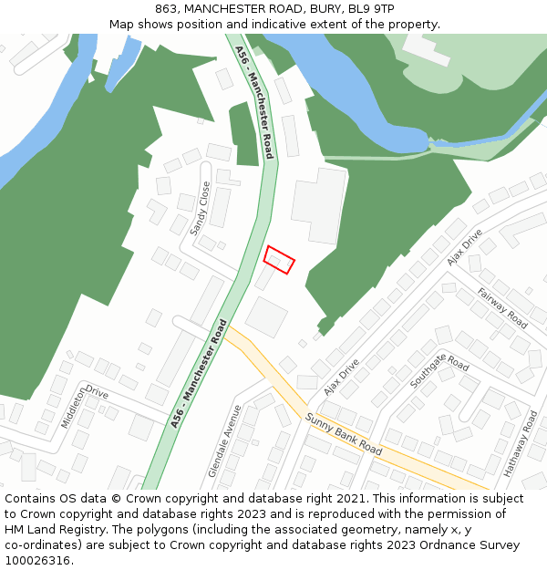 863, MANCHESTER ROAD, BURY, BL9 9TP: Location map and indicative extent of plot