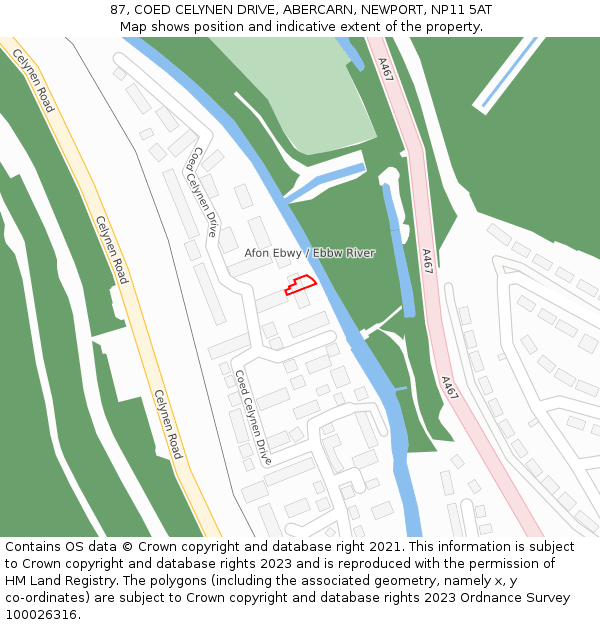 87, COED CELYNEN DRIVE, ABERCARN, NEWPORT, NP11 5AT: Location map and indicative extent of plot