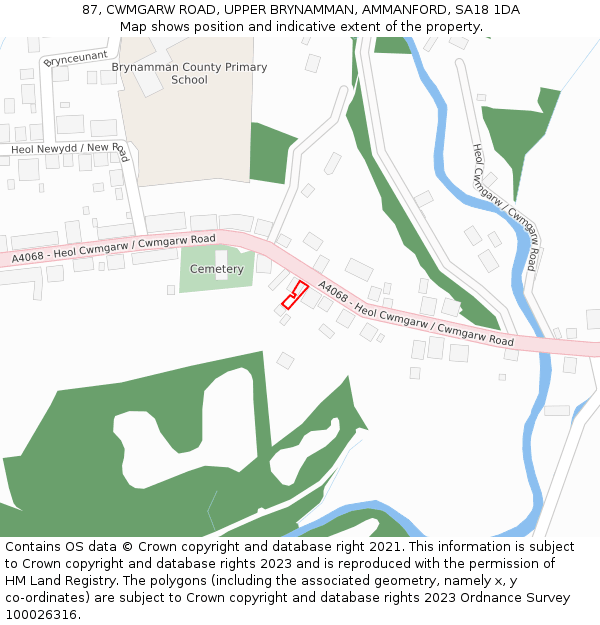 87, CWMGARW ROAD, UPPER BRYNAMMAN, AMMANFORD, SA18 1DA: Location map and indicative extent of plot