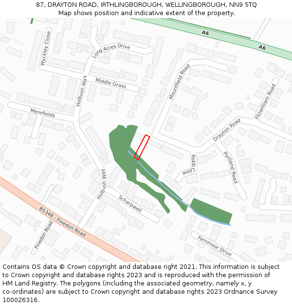 87, DRAYTON ROAD, IRTHLINGBOROUGH, WELLINGBOROUGH, NN9 5TQ: Location map and indicative extent of plot