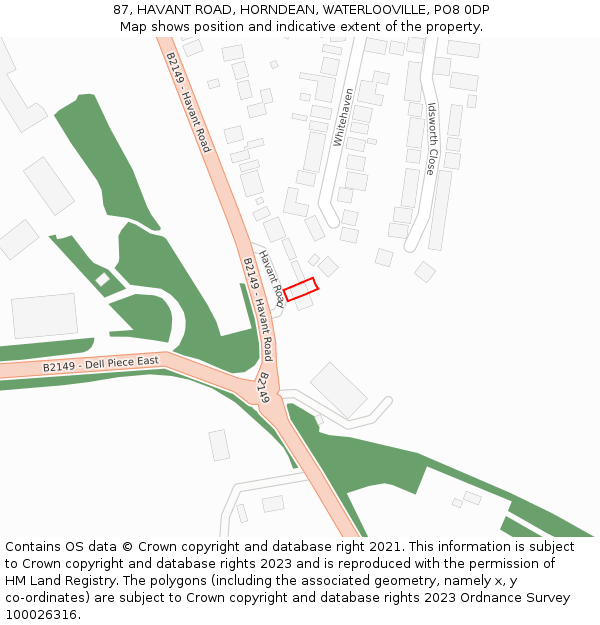 87, HAVANT ROAD, HORNDEAN, WATERLOOVILLE, PO8 0DP: Location map and indicative extent of plot