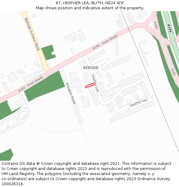 87, HEATHER LEA, BLYTH, NE24 4DF: Location map and indicative extent of plot