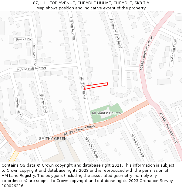 87, HILL TOP AVENUE, CHEADLE HULME, CHEADLE, SK8 7JA: Location map and indicative extent of plot